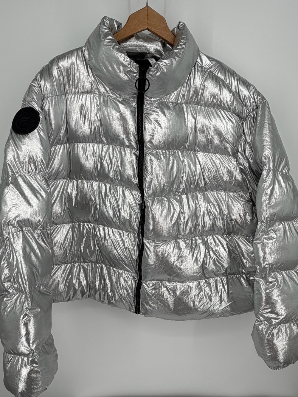 Fabletics Silver Metallic Puffer Jacket Winter Coat Warm Cozy Snow Womens 4x